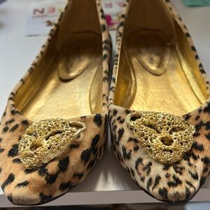 Privileged Leopard Print Flats with Gold Detail